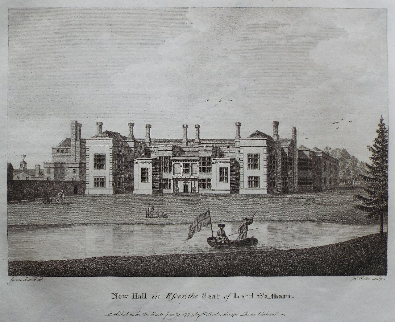 Print - New Hall in Essex, the Seat of Lord Waltham - Watts